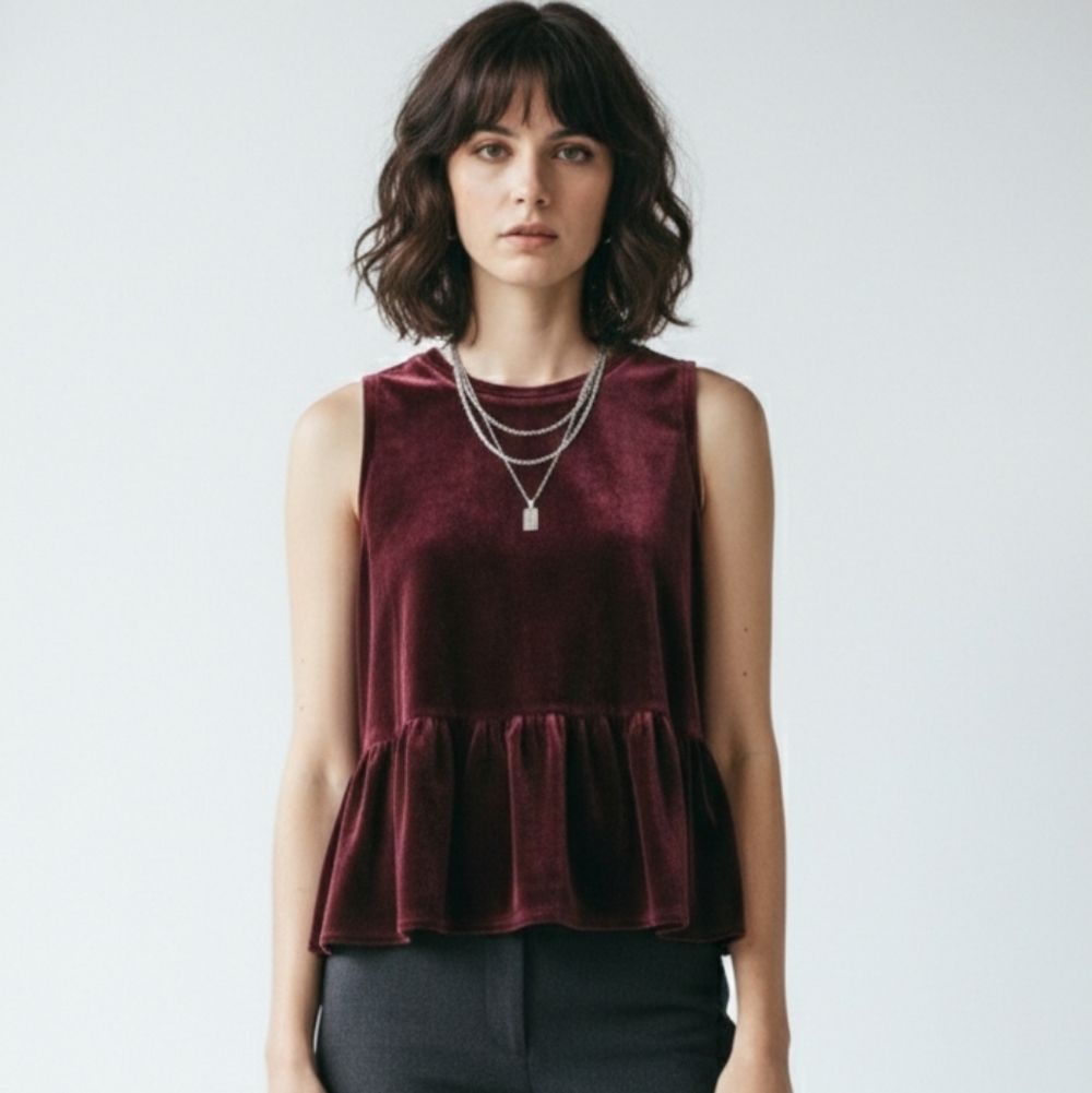 Mud Pie Tank Velour Burgundy Goth Grunge M
